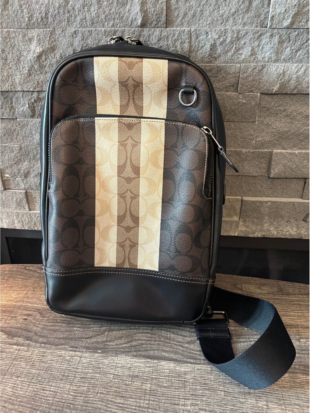 Coach Signature Stripe Sling Bag Backpack